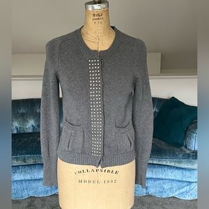 J. Crew gray stud detail button up sweater